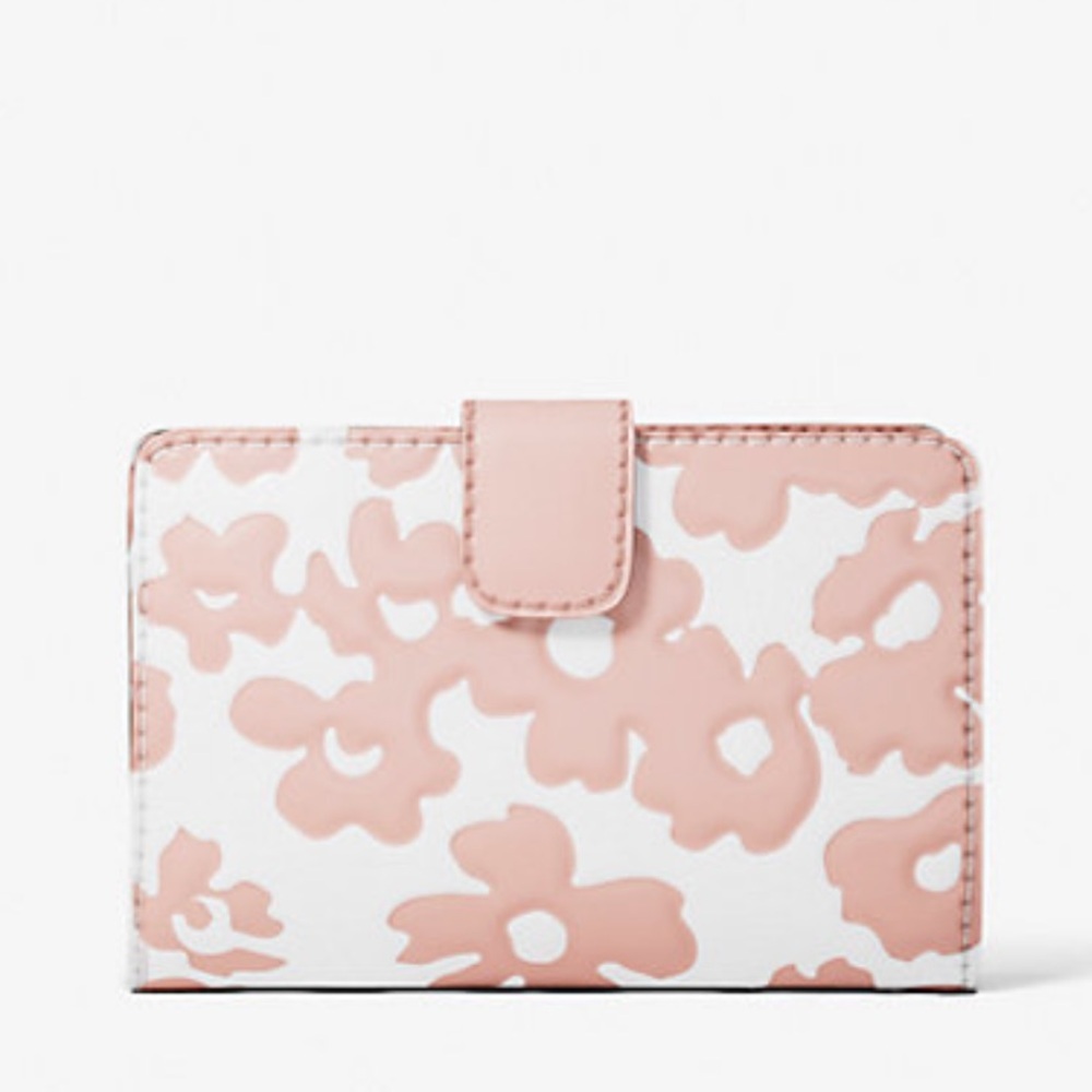 Michael Kors Jet Set Medium Floral Print Bi-Fold Wallet - Picture 7 of 12
